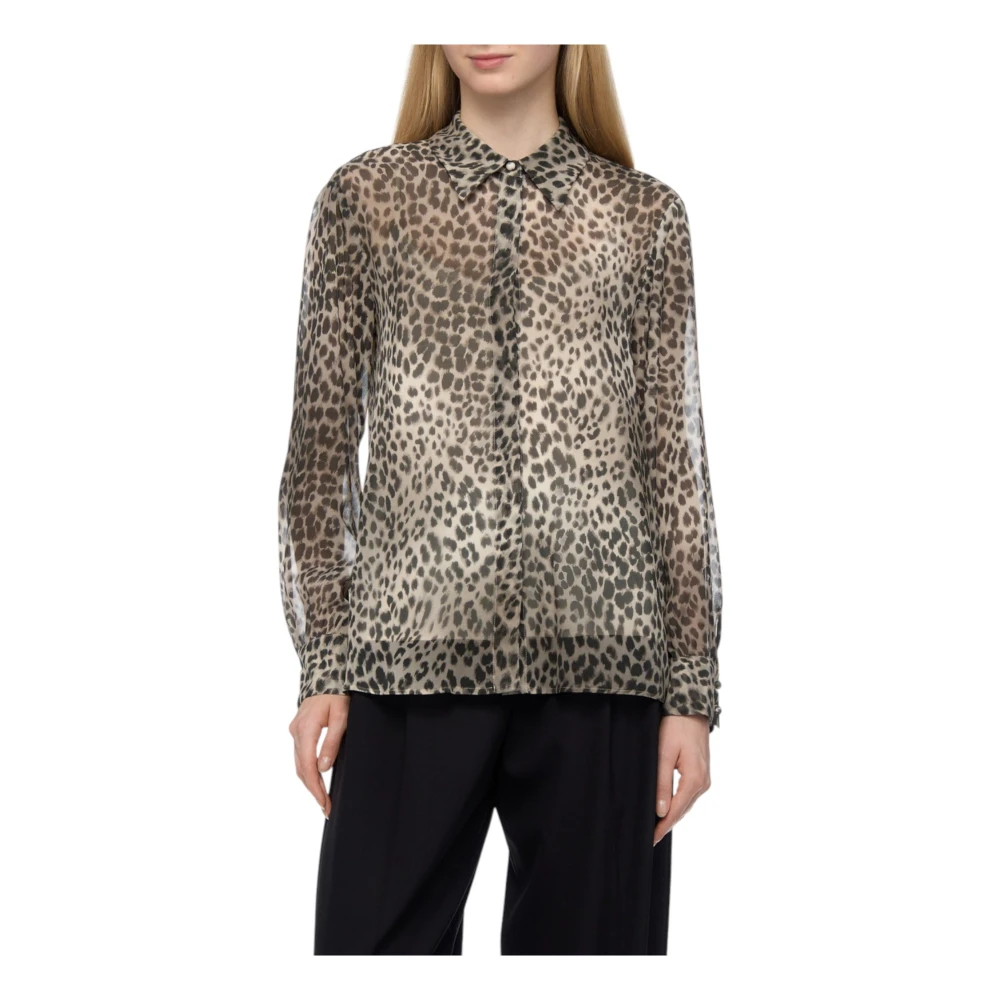 Max Mara Luipaardprint Shirt Valzer Stijl Brown Dames