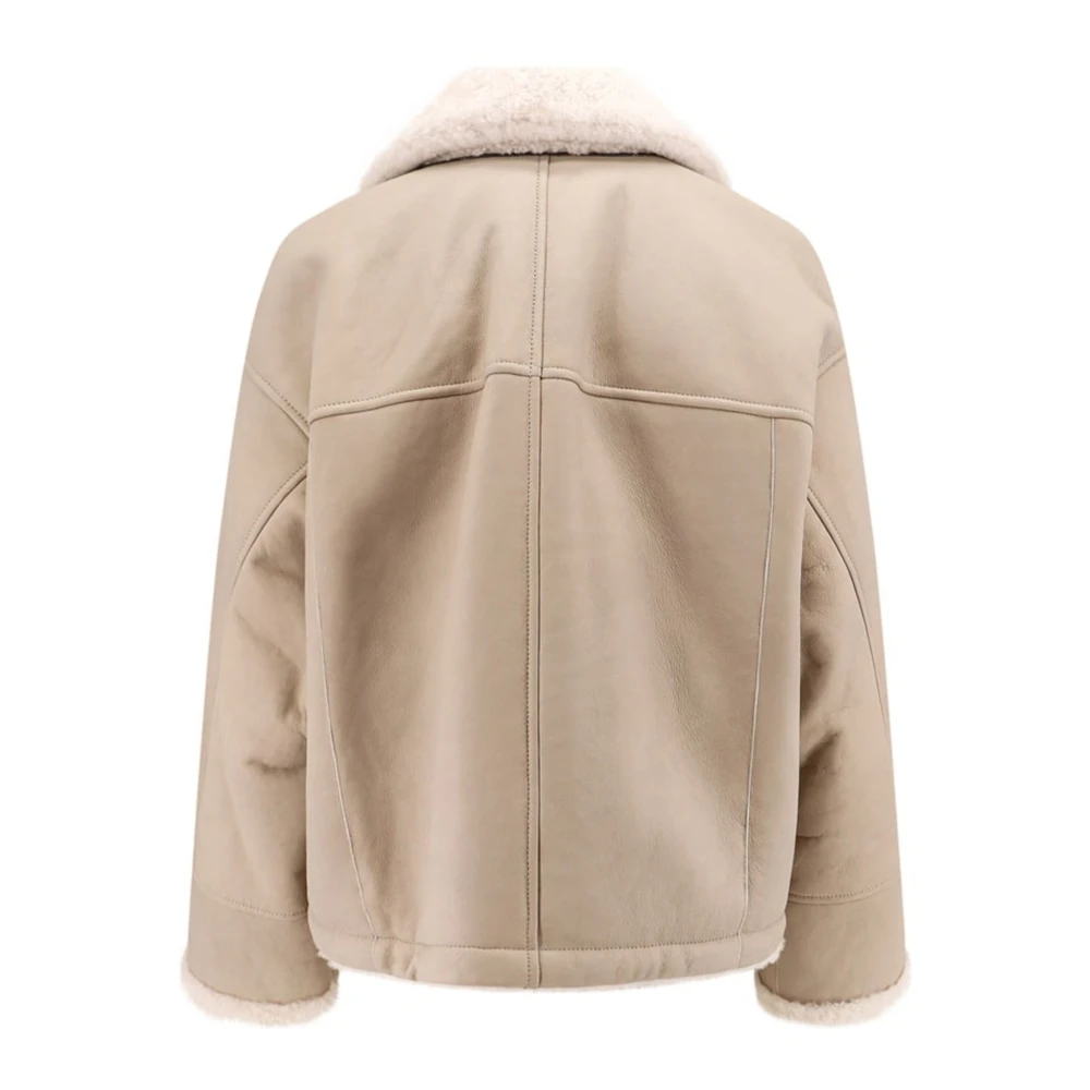 BRUNELLO CUCINELLI Omkeerbare Beige Jas met Hoornknopen Beige Dames
