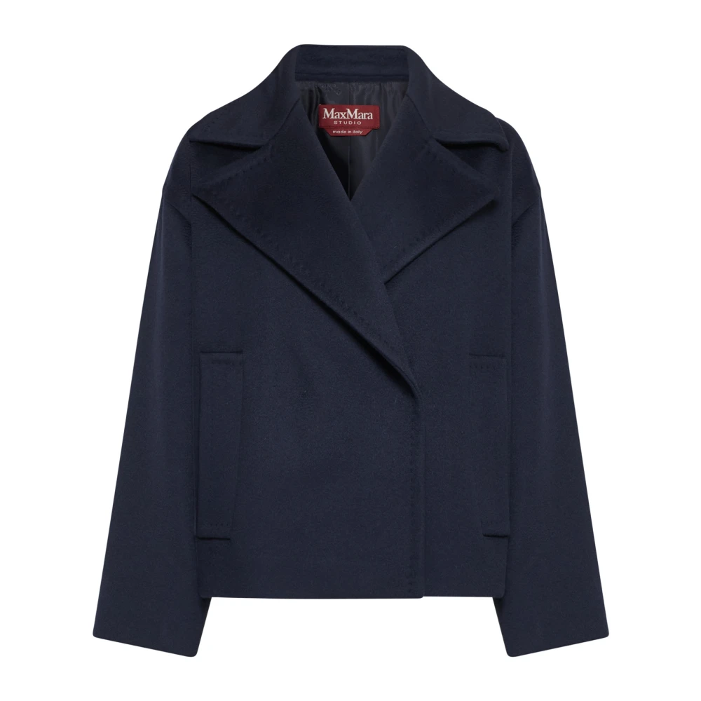 Max Mara Studio Blauwe Wol Peacoat Cabala Stijl Blue Dames