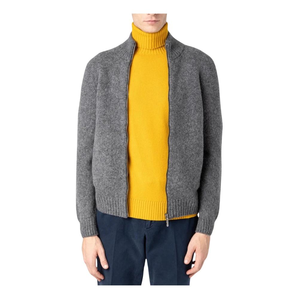 Drumohr Kort Zip Cardigan i mjukt Garzato-tyg Gray, Herr