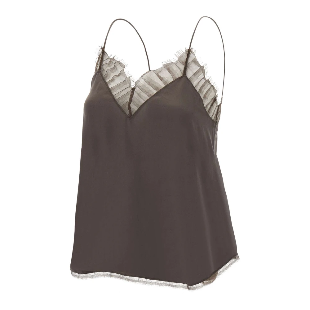 IRO Bruine Zijden Top Elegante Asymmetrische Zoom Brown Dames