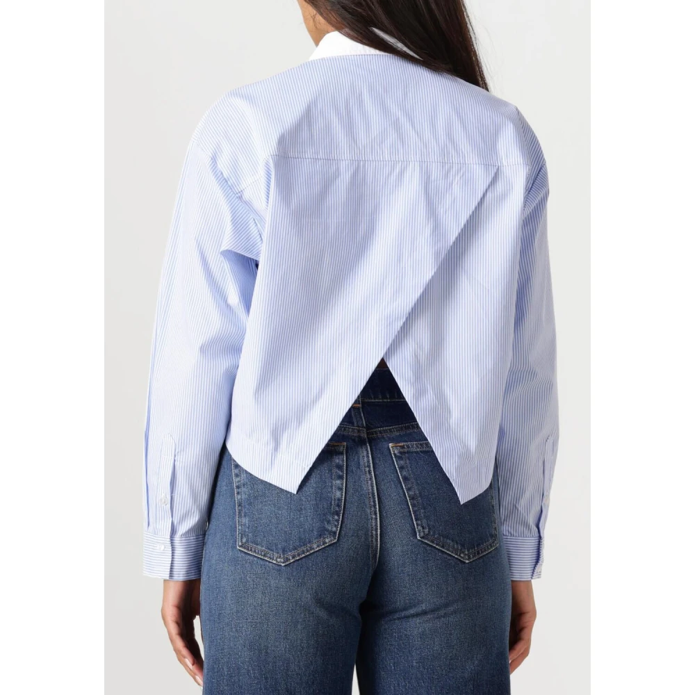 Co'Couture Gestreepte Crop Shirt voor Vrouwen Blue Dames