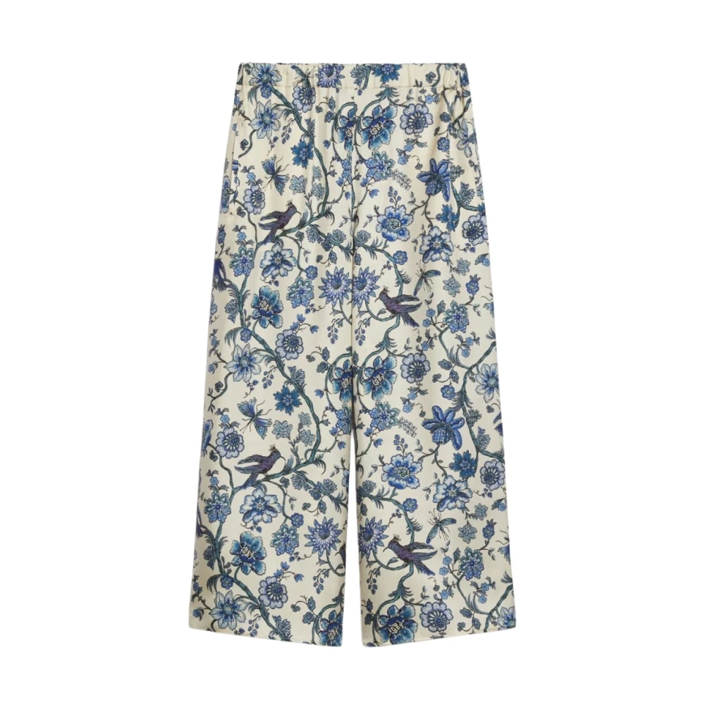 Max Mara Weekend Zijden Wijde Pijp Broek Blue Dames