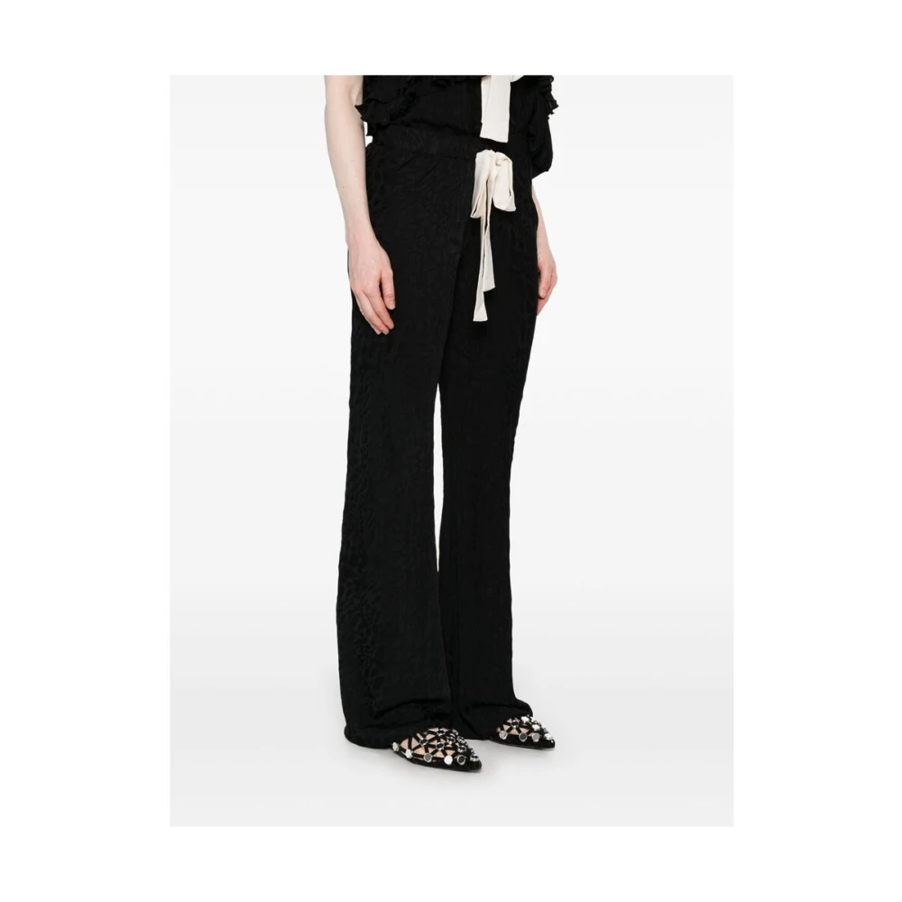 Siedrés Zwarte Jacquard Strik Detail Rechte Pijp Broek Black Dames