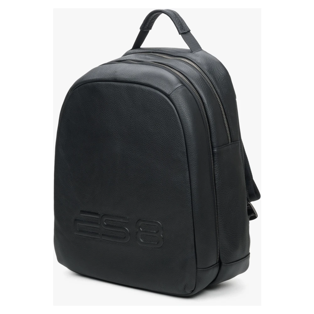 Estro Heren Zwarte Urban Rugzak gemaakt van Echt Leer ES8 Er00114199 Black Heren
