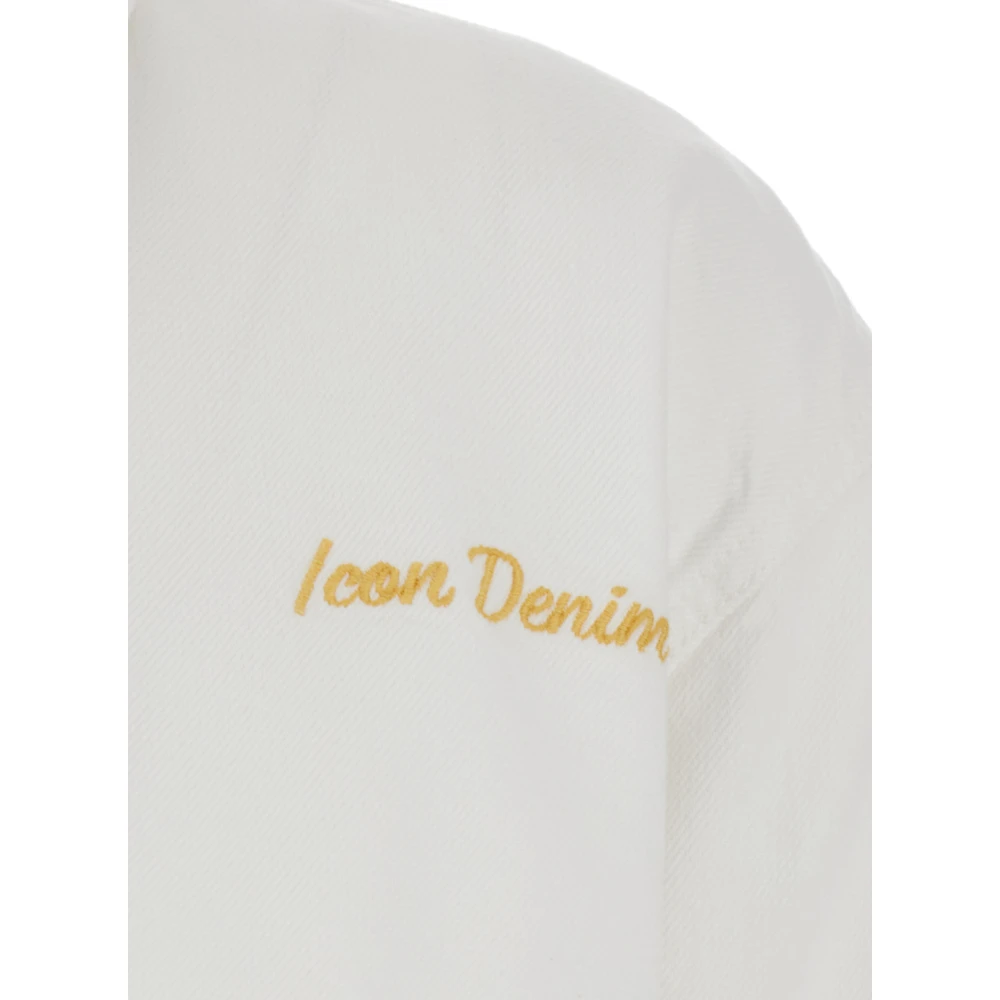 Icon Denim Witte Crop Shirt met Logo Letters White Dames