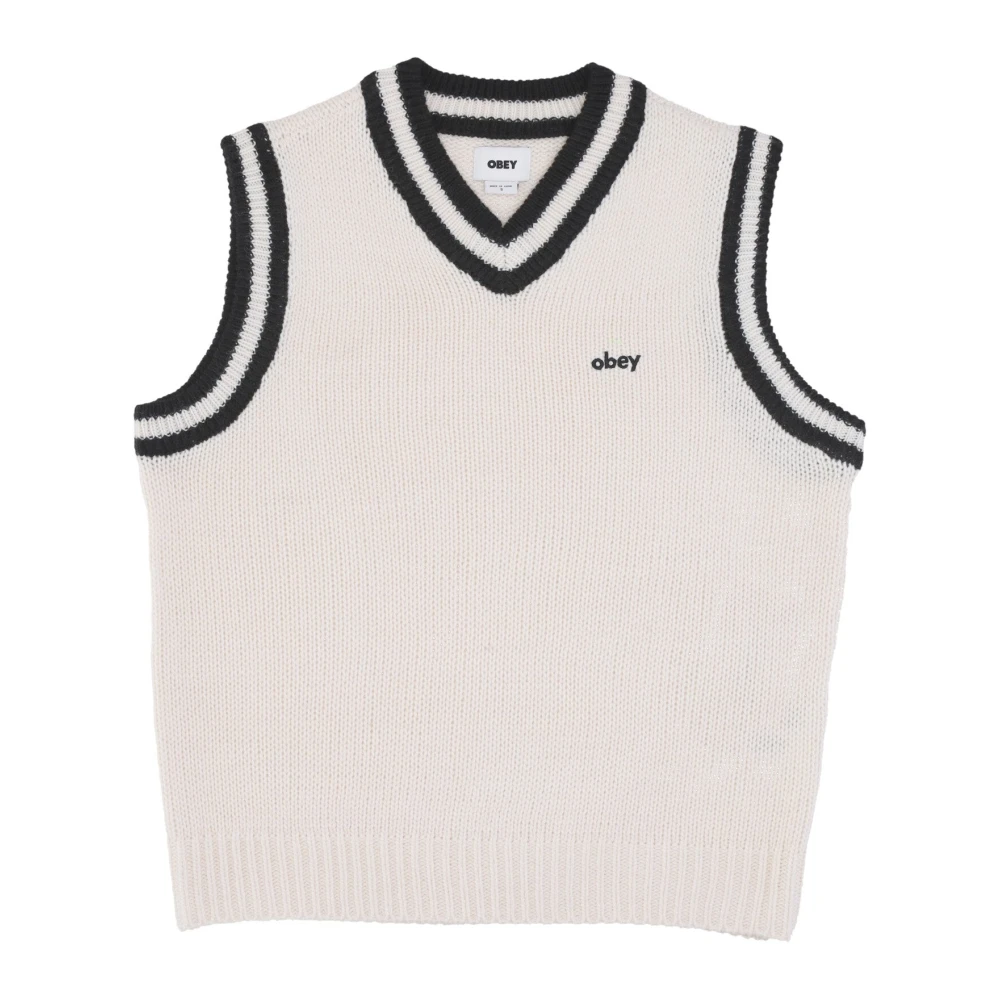 Obey V-hals Mouwloos Sweater Vest Ongebleekt Beige Heren