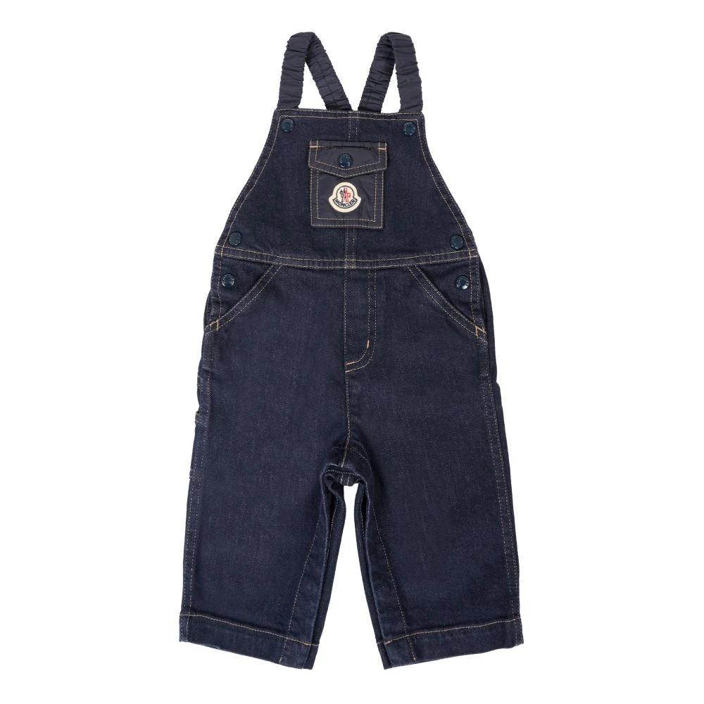 Moncler Denim Dungarees With Elasticated Braces - Unisex - Jumpsuits - Blue - 3 Y - Kids