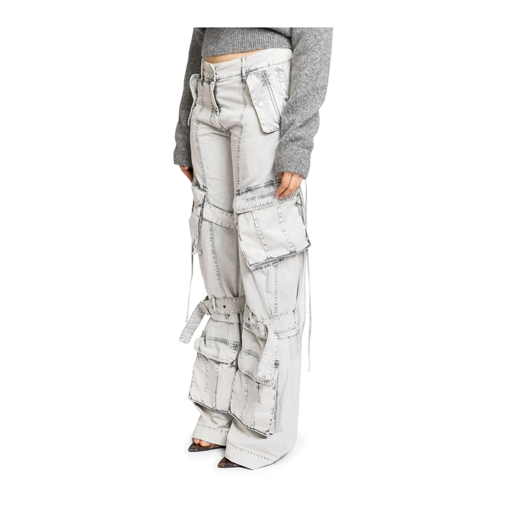Acne Studios Stoffen cargobroek in stoffige witte kleur Gray Dames