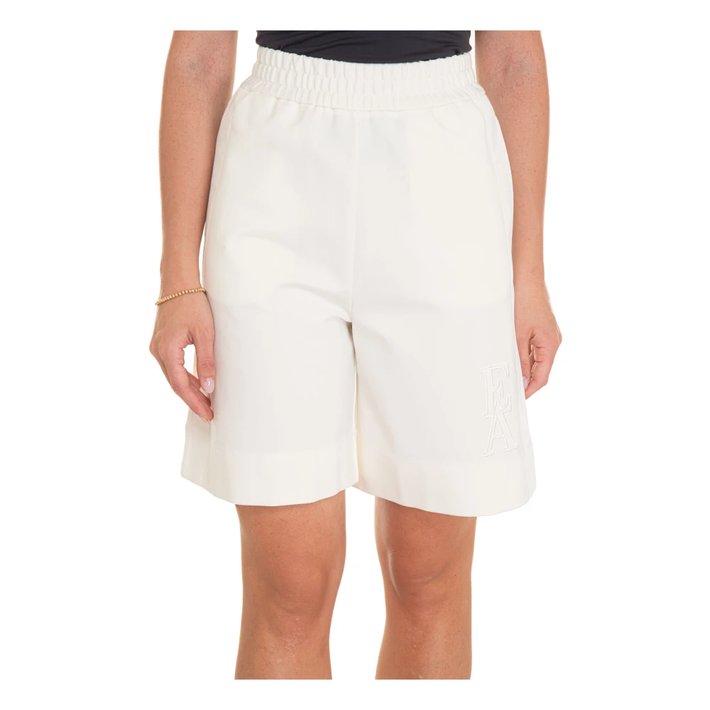 Emporio Armani Elastische taille Bermuda shorts met zijstreep White Dames