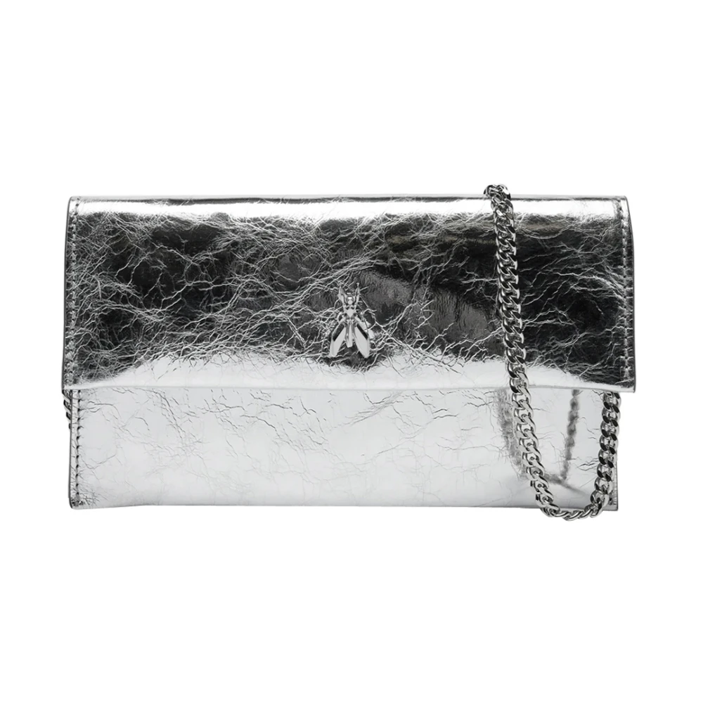PATRIZIA PEPE Zilveren Clutch Tas met Metalen Details Gray Dames