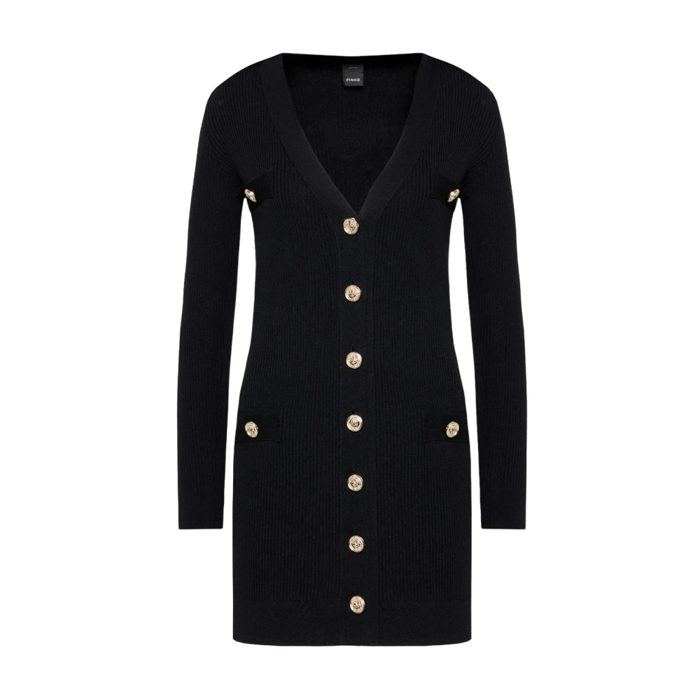 Pinko Moderne Korte Jurk met Logo Textuur Black Dames