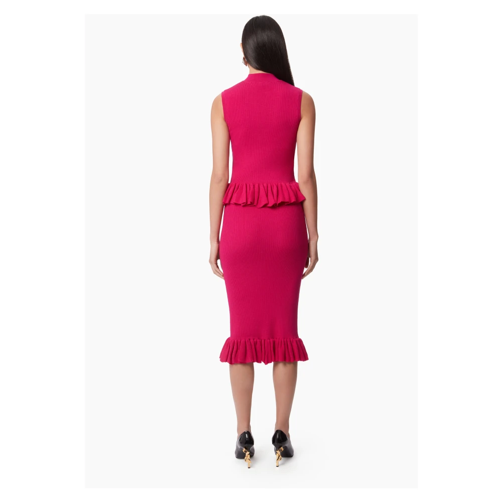 Nina Ricci Roze Gerimpelde Peplum Midi Rok Pink Dames