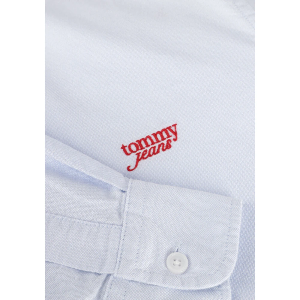 Tommy Jeans Lichtblauwe Script Oxford Overhemd Blue Dames