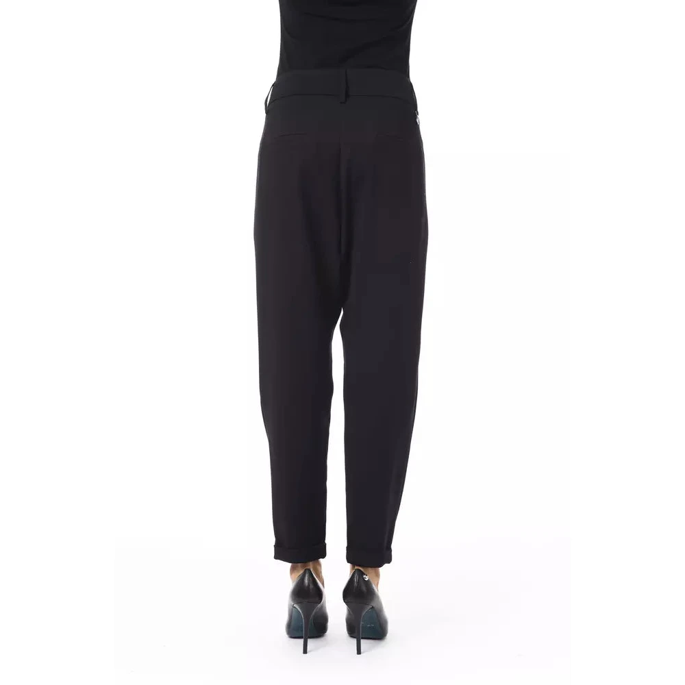 Byblos Zwarte Oversized Broek met Voor- en Achterzakken Black Dames