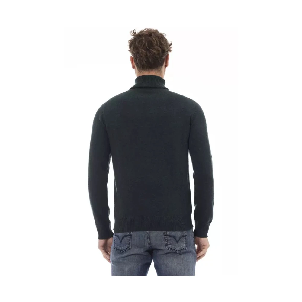 Alpha Studio Luxe Groene Wollen Turtleneck Sweater Green Heren