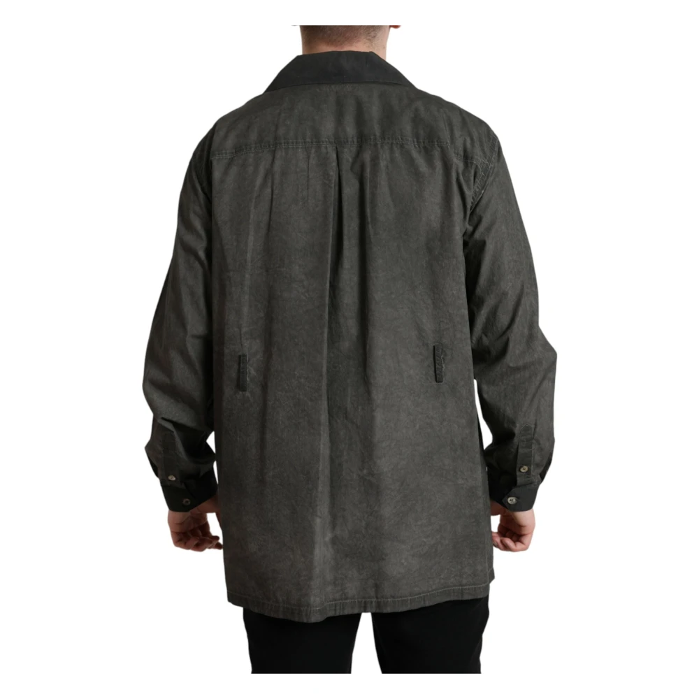 Dolce & Gabbana Elegante donkergrijze katoenen overhemd met knopen Gray Heren