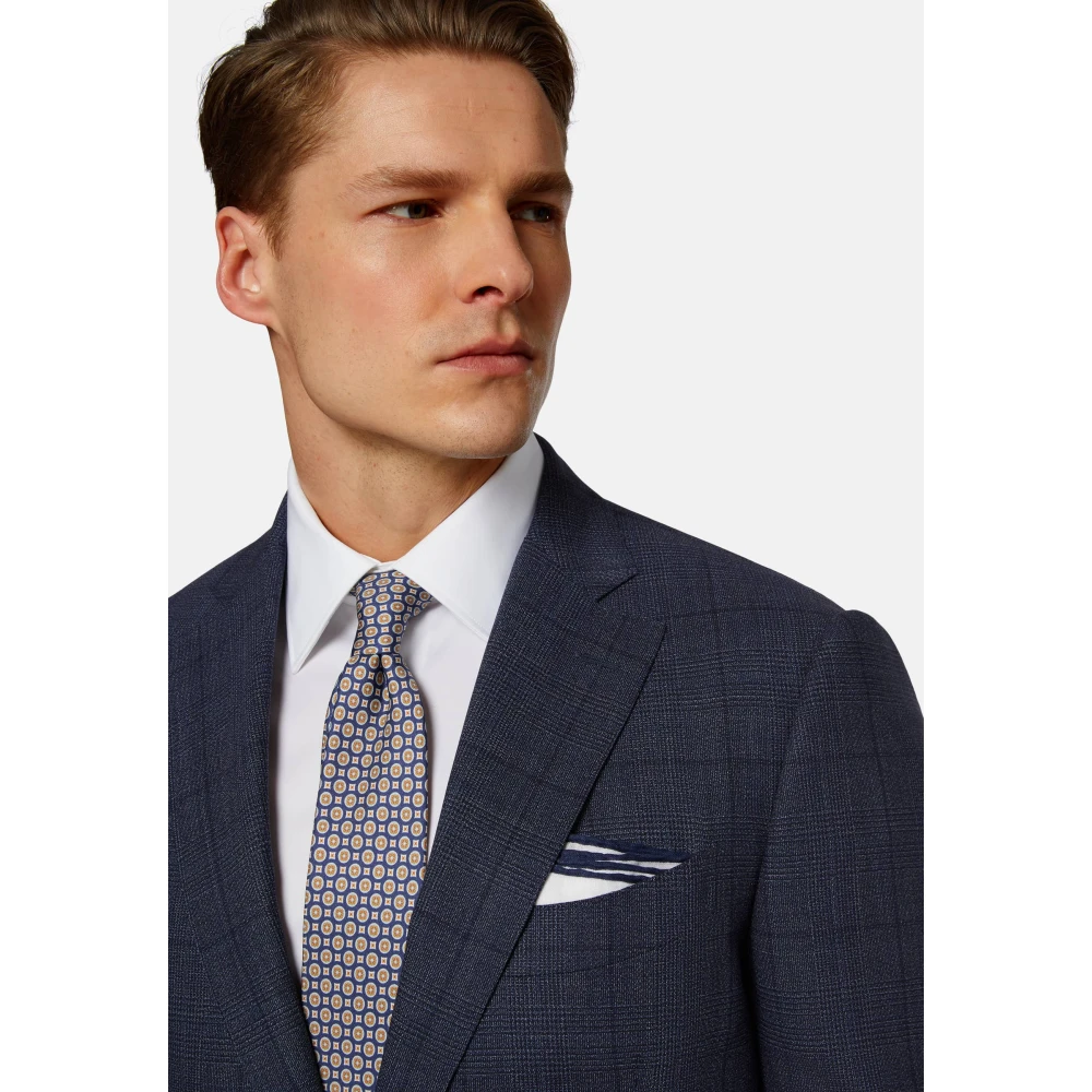 Boggi Milano Prince of Wales Check zuiver wollen pak Blue Heren
