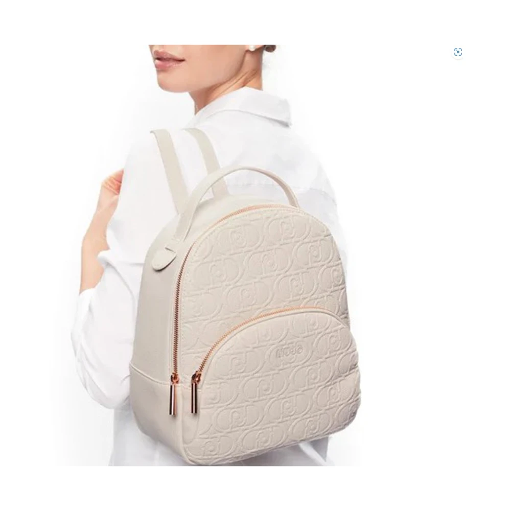 Liu Jo Diervrije Monogram Rugzak met Voorvak Beige Dames