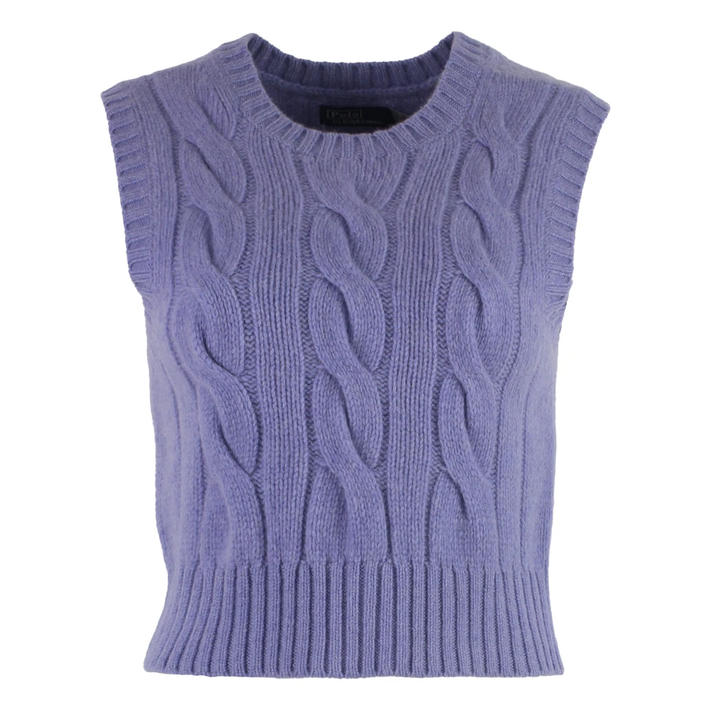 Polo Ralph Lauren Kabelgebreide Wol Kasjmier Vest Purple Dames