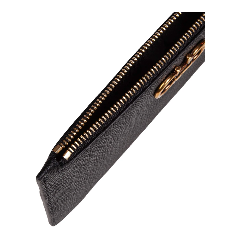 Salvatore Ferragamo Zwarte Kalfsleren Gancini Kaarthouder Black Dames