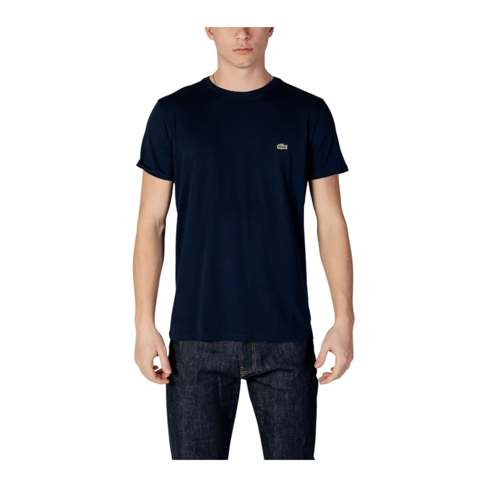 Lacoste Herr Blå Toppar 2XL, Bomull, Rundhalsad Kortärmad Bomulls-T-Shirt