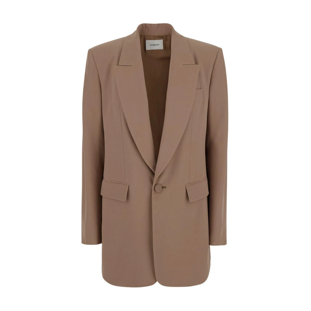 Saint Laurent Zijden Jas Brown Dames