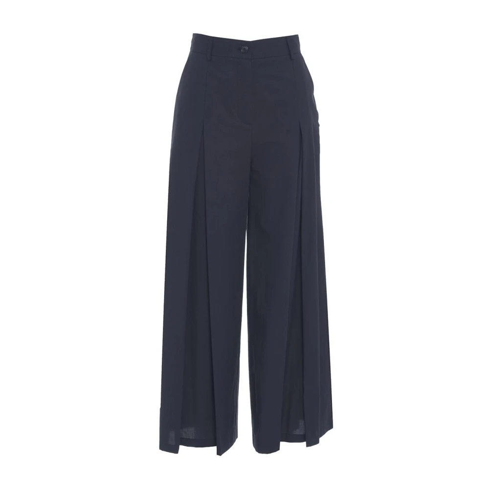 Ottod'Ame Blauwe Katoenen Culotte Elegante Broek Blue Dames