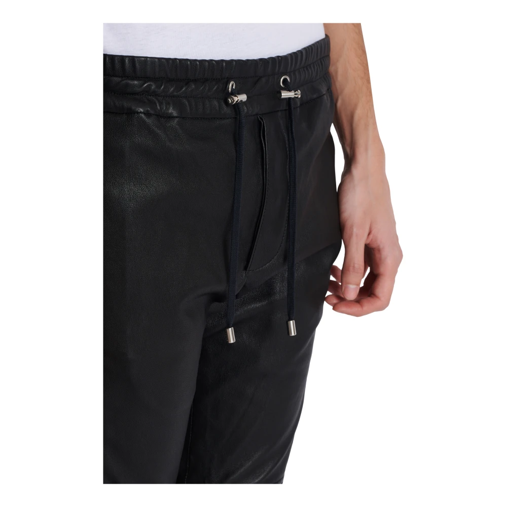 Balmain Leren motorbroek Black Heren