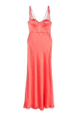 coral-pink-sweetheart-neck-dress