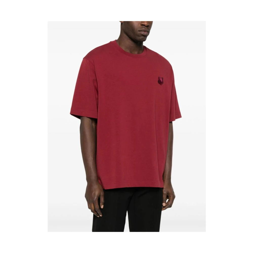 Maison Kitsuné T-shirt met opvallende vossenkop-patch Red Heren