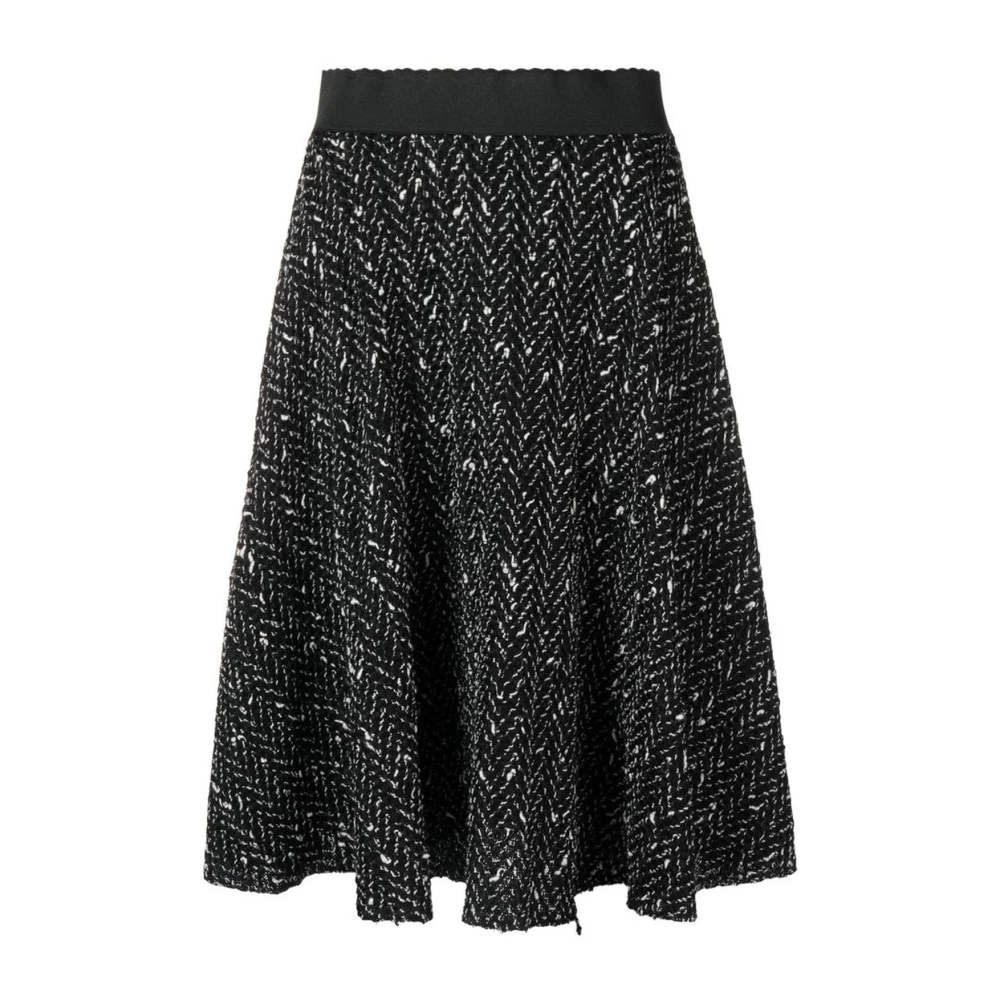 Dolce & Gabbana Geplooide Gebreide Rok Zwart Wit Black Dames