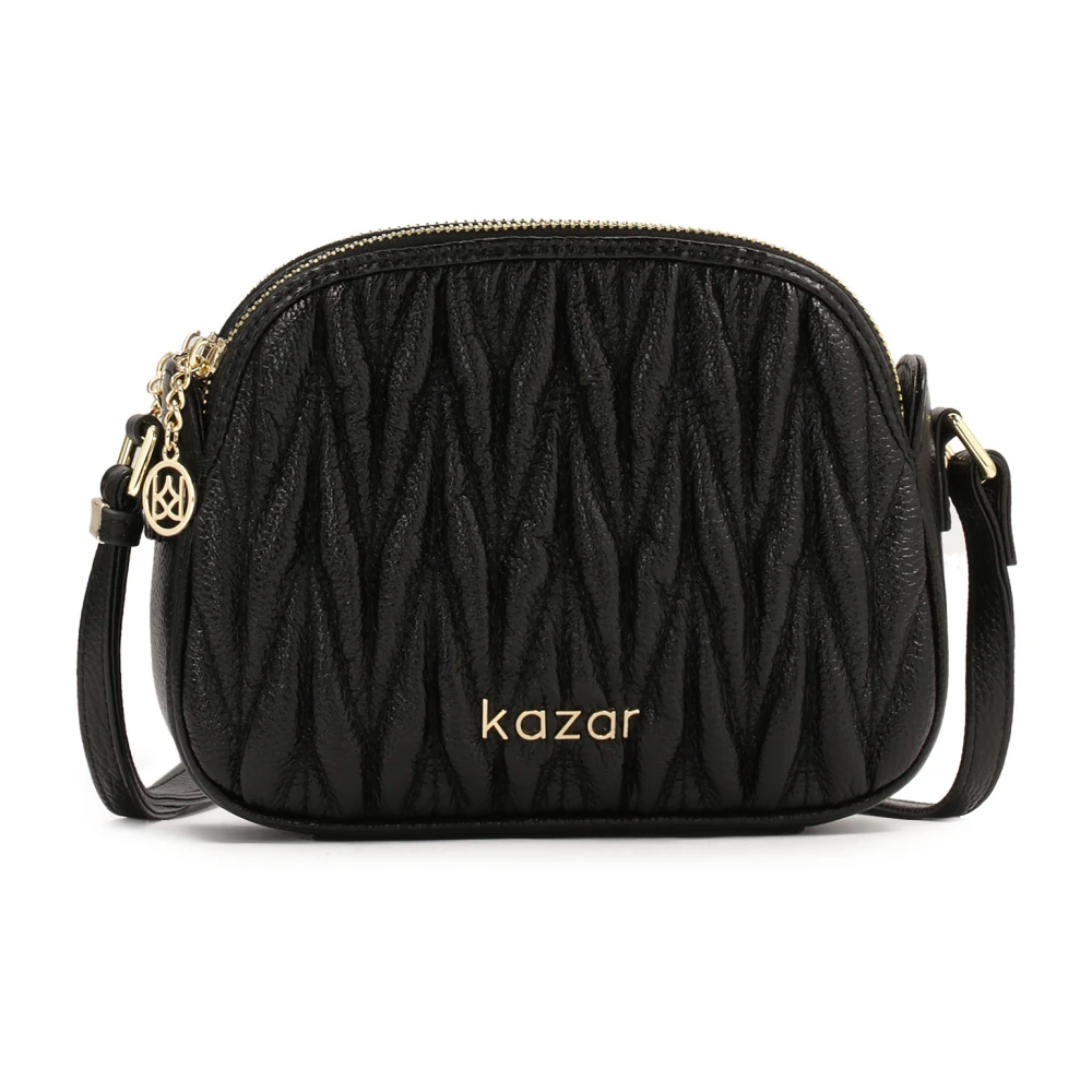 Kazar Kleine zwarte riem handtas met modieuze quilting Black Dames