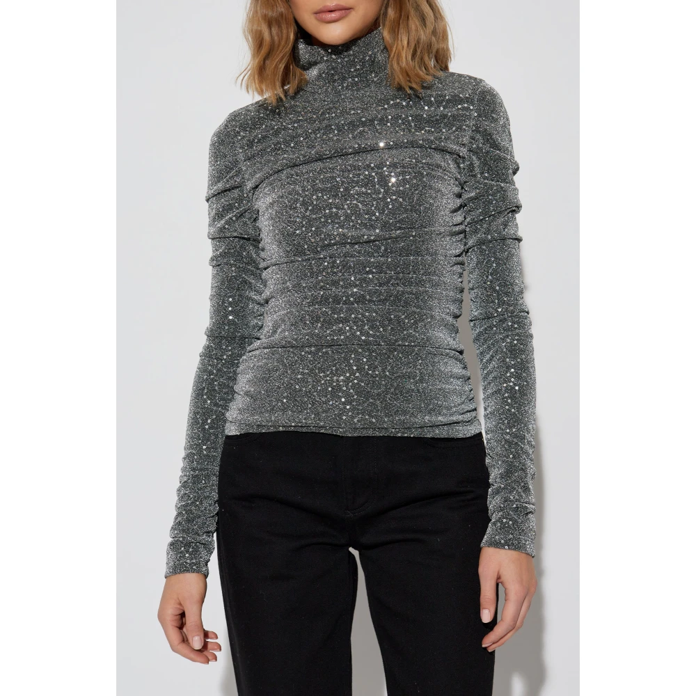 Dolce & Gabbana Top met lurex draad en pailletten Gray Dames