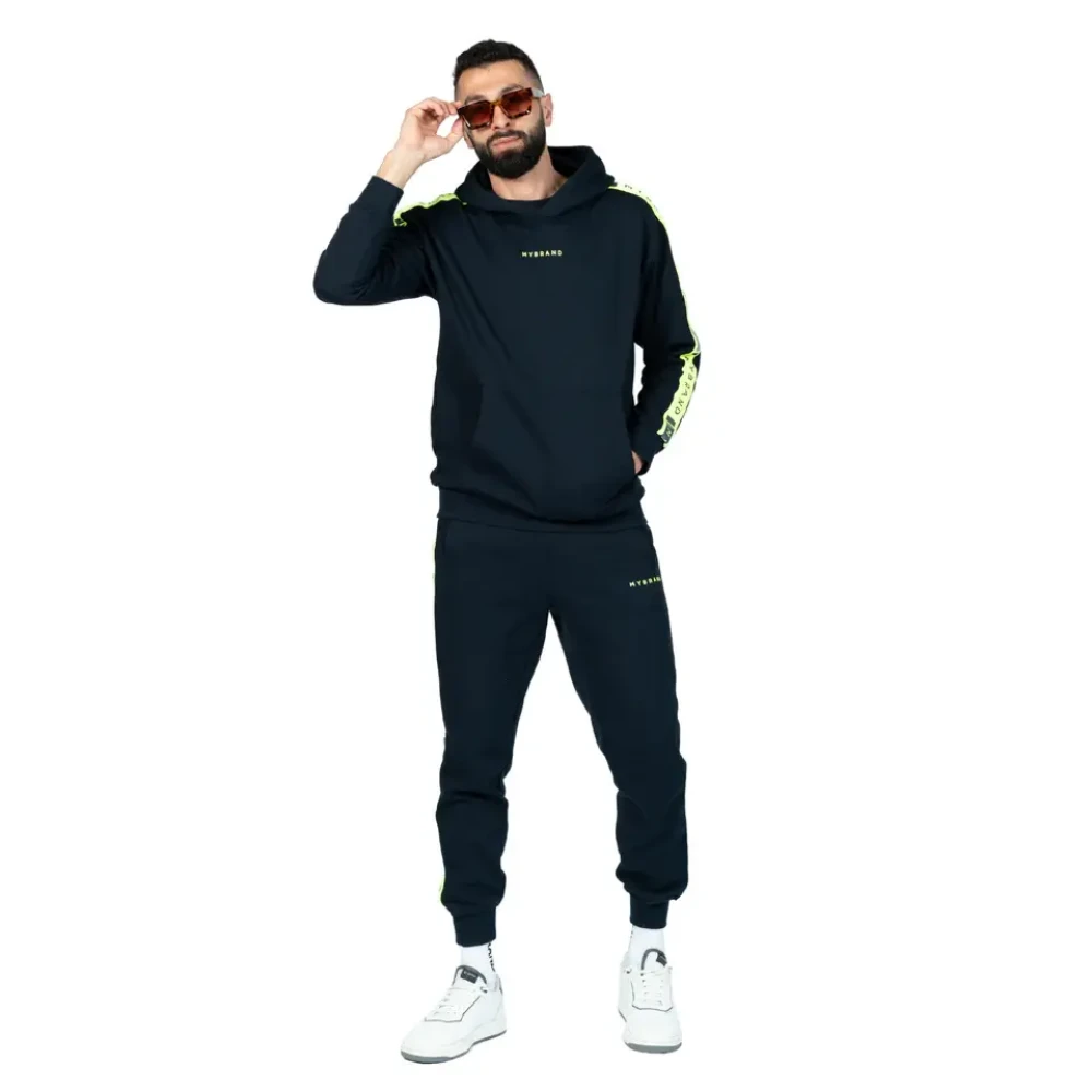 My Brand Contrast Taping Hoodie in Blauw Blue Heren