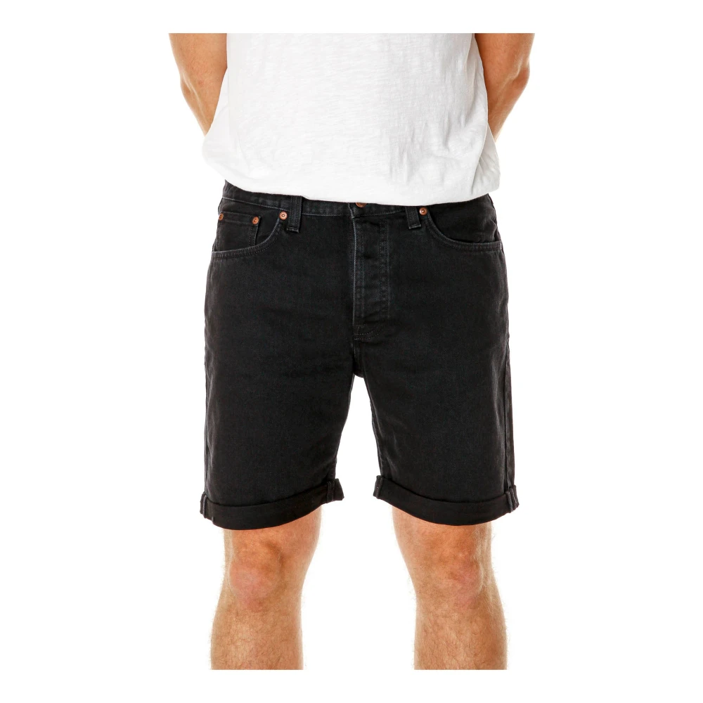 Nudie Jeans Denim Shorts Regular Fit Five-Pocket Style Black Heren