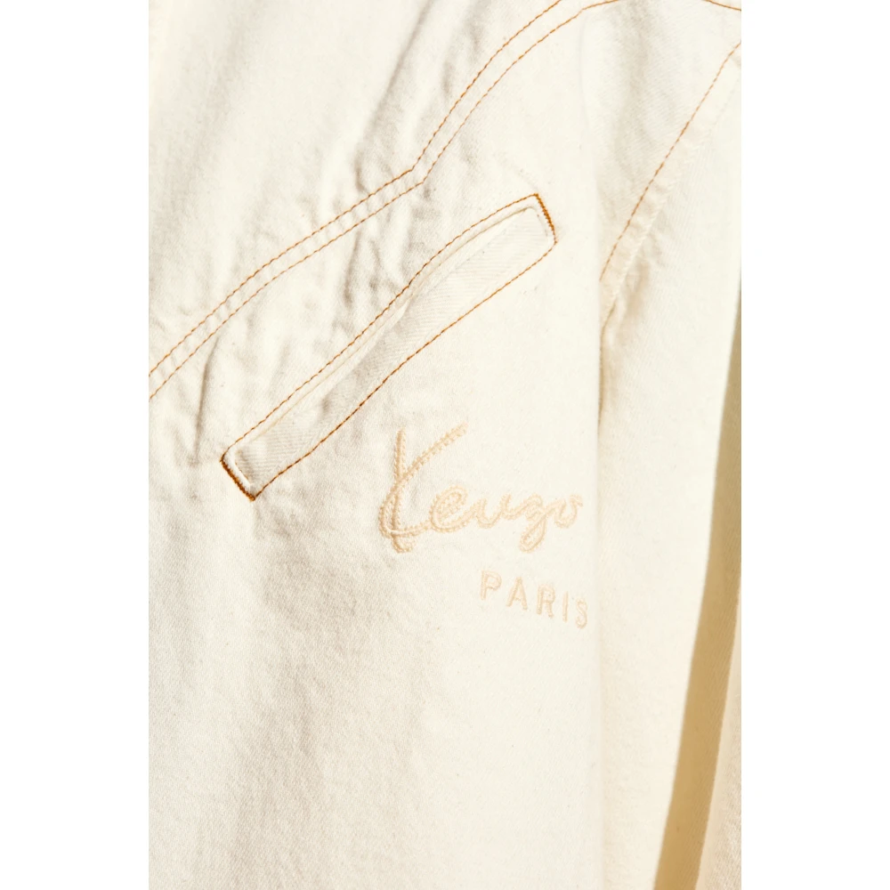 Kenzo Denim shirt met logo White Heren