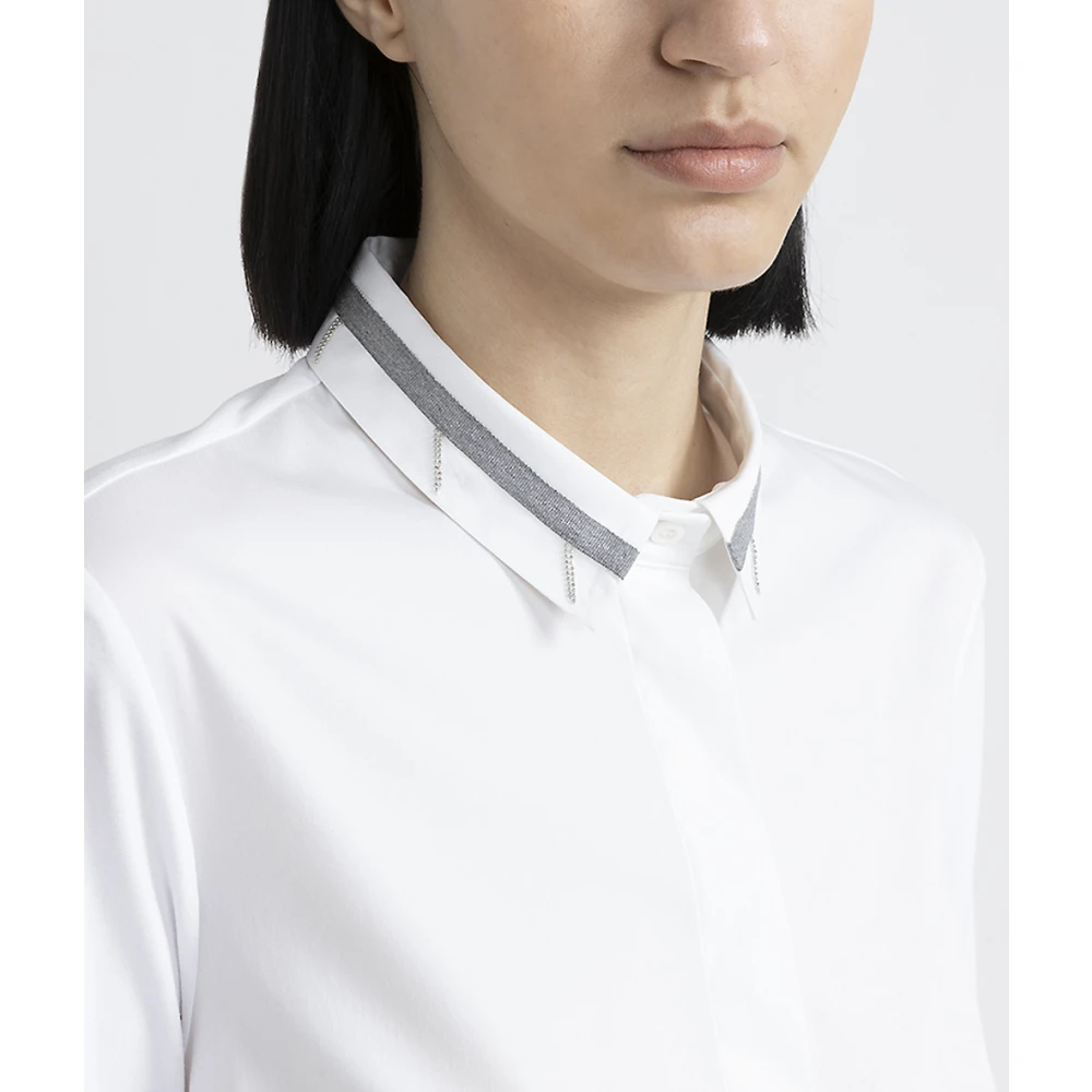 PESERICO Poplin en katoenen jersey shirt White Dames