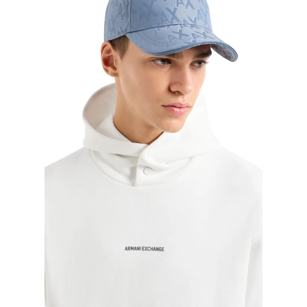 Armani Exchange Witte Hoodie Franse Terry Aw24 White Heren