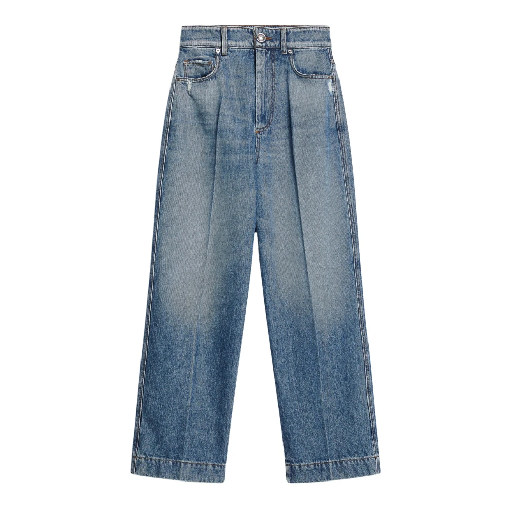 Sportmax Blå High-Waisted Cropped Jeans Blue, Dam