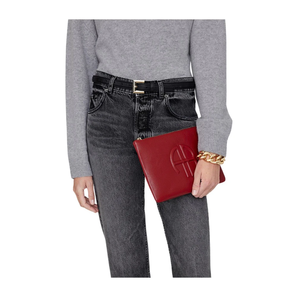Anine Bing Clutch van geprägtem Leder Red Dames