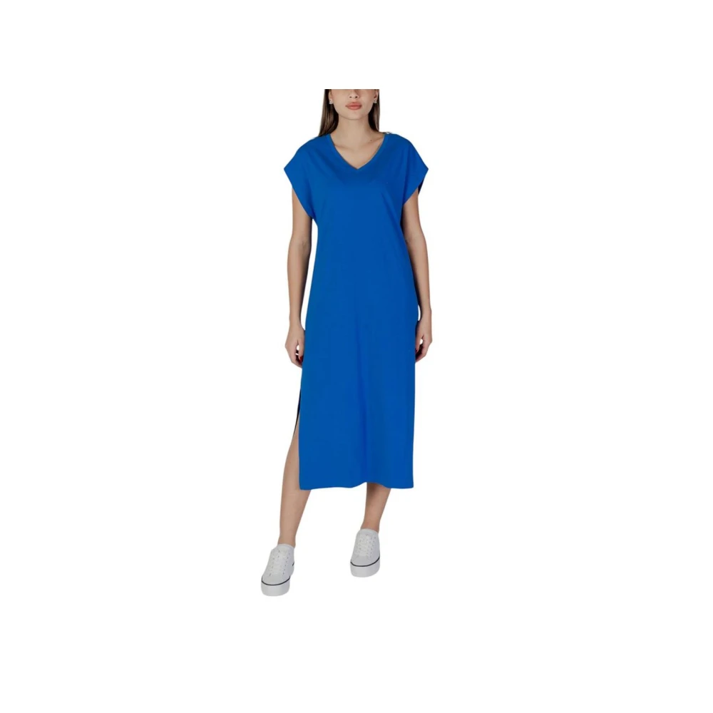 b.Young Blauwe Katoenen Midi Jurk Collectie Blue Dames