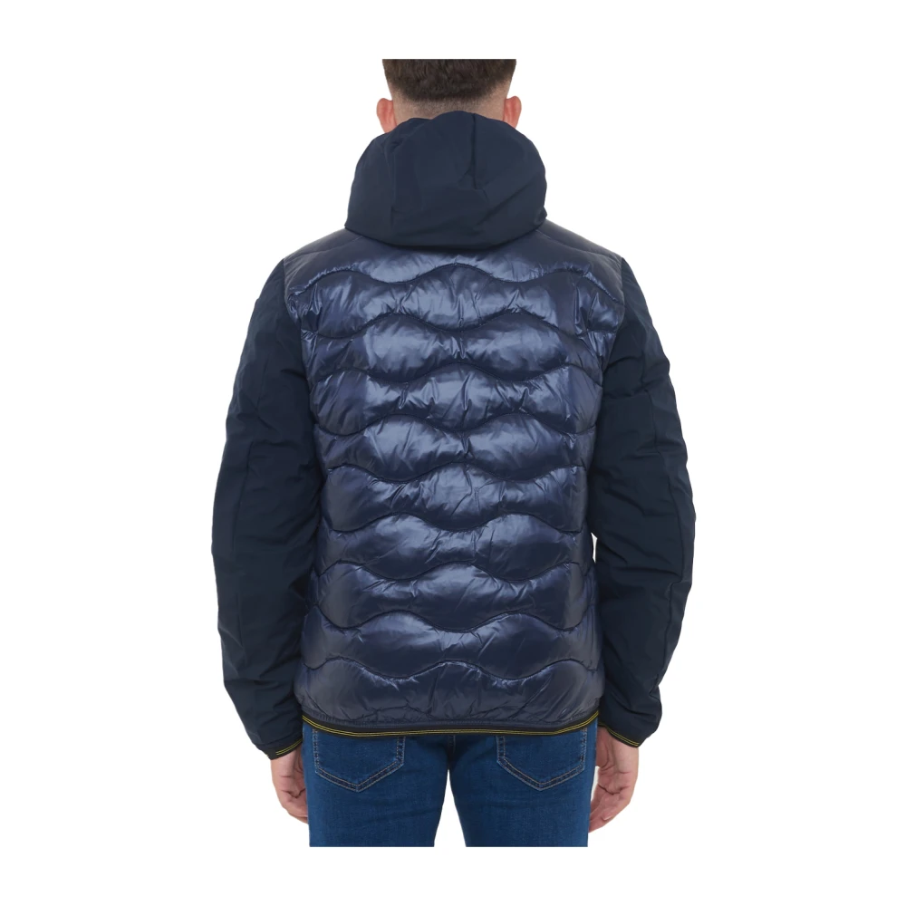 Blauer Nylon gewatteerde jas met capuchon Blue Heren
