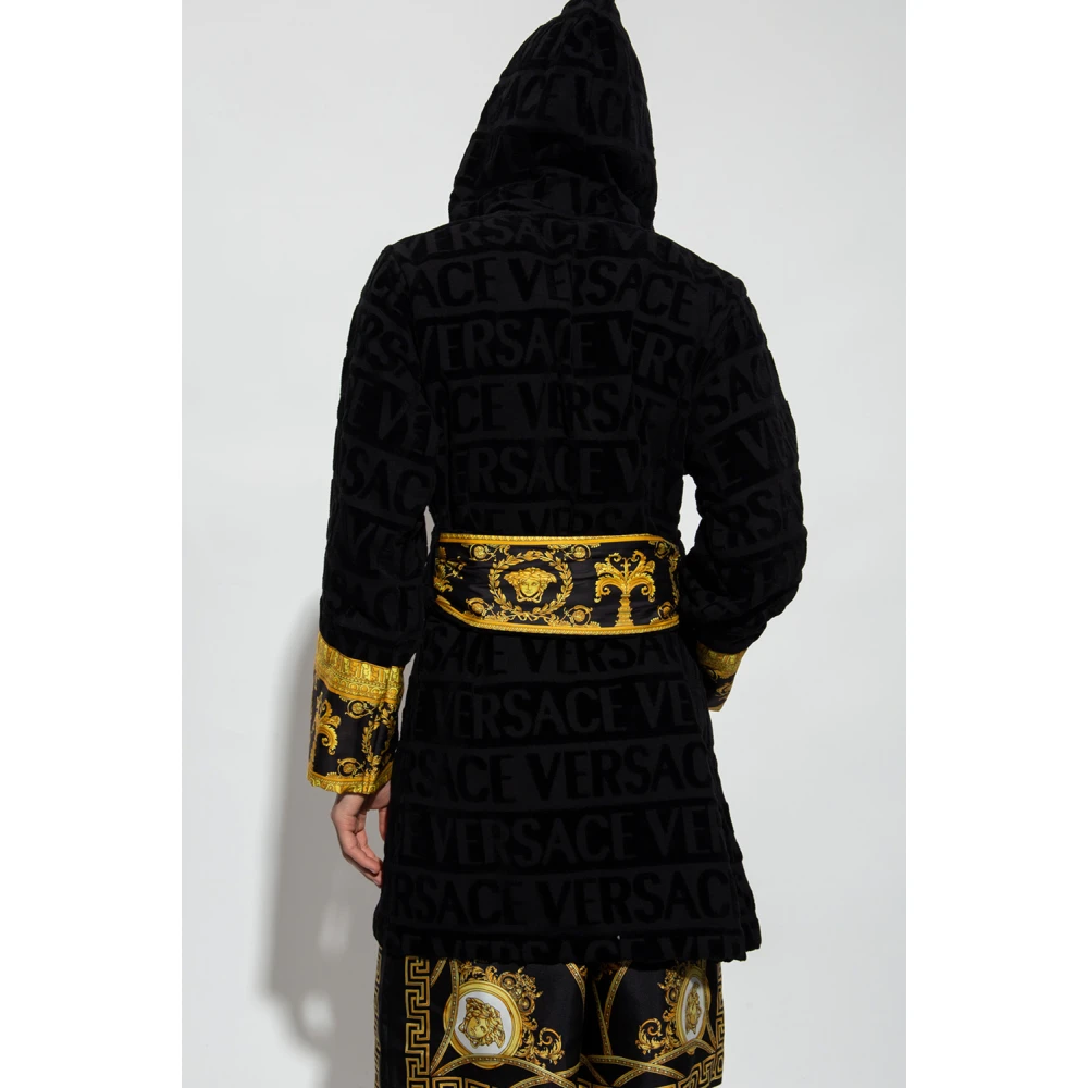 Versace Gestreepte badjas Black Heren