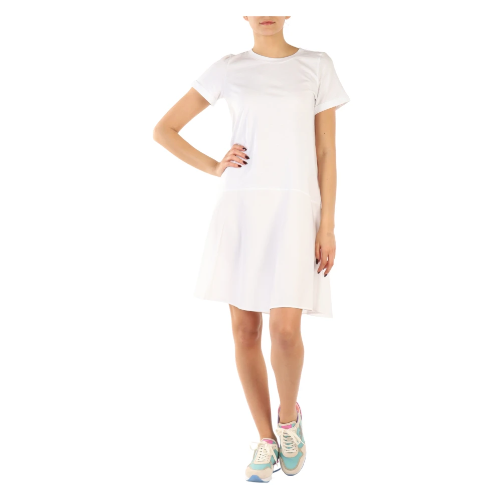 Emme DI Marella Uitlopende katoenen jurk met poplin inzetstuk White Dames
