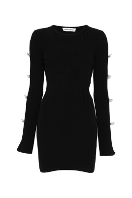 black-ribbed-knit-rhinestone-bow-dress