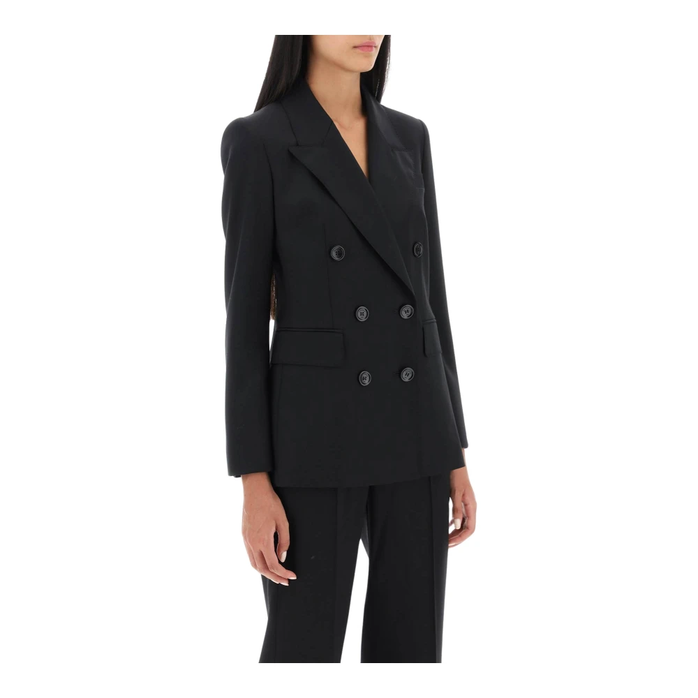 Max Mara Licht Wol Double-Breasted Blazer Black Dames