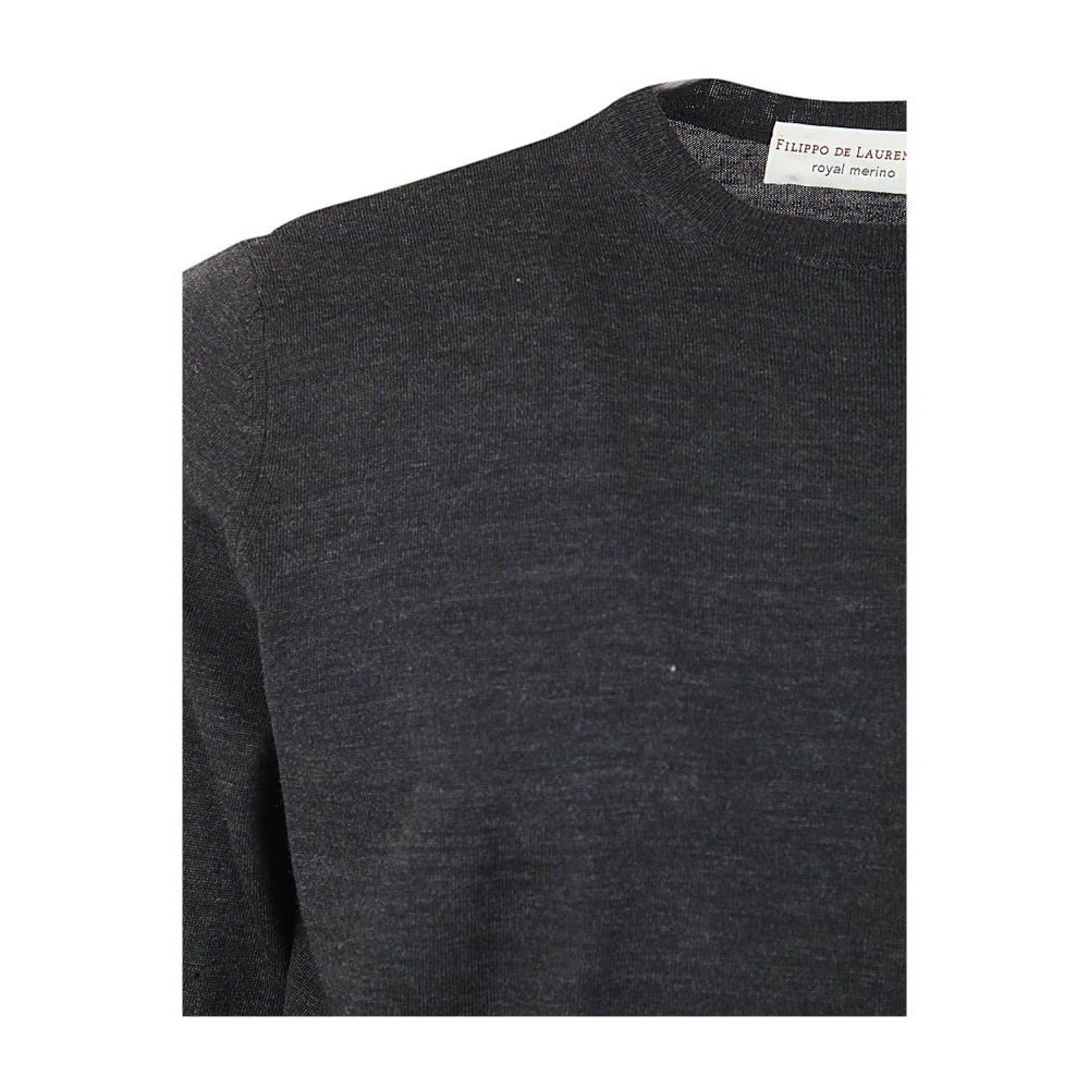 Filippo De Laurentiis Antraciet Merino Crew Neck Sweater Black Heren