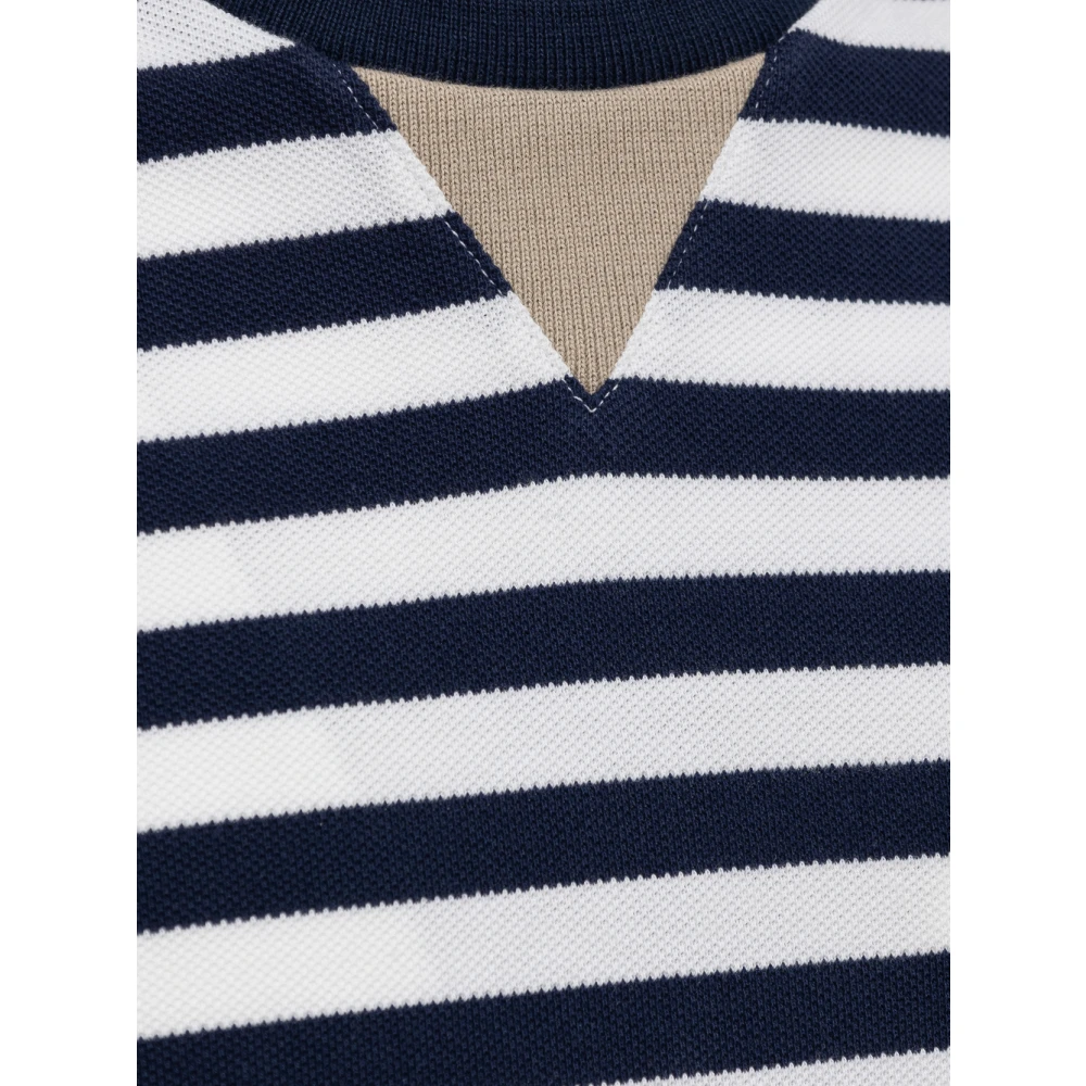 Fendi Blauw en wit gestreept V-hals shirt White Heren