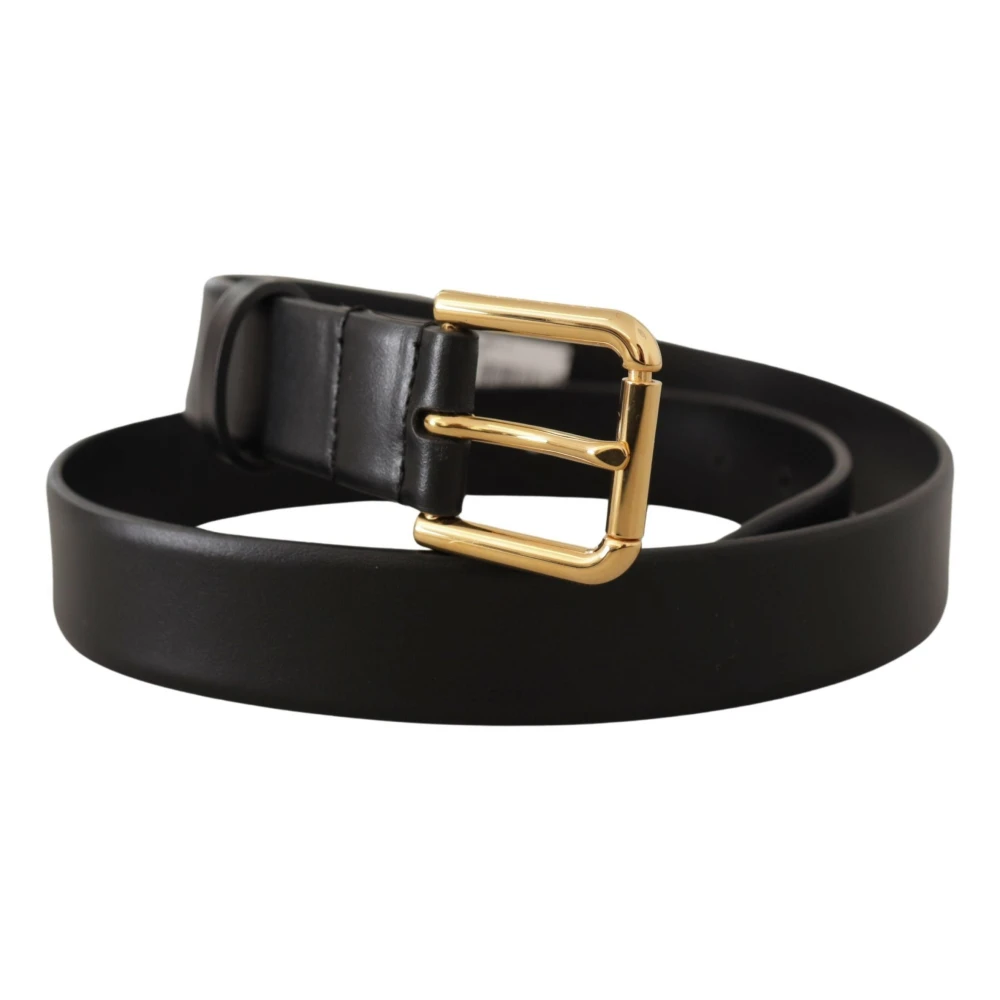 Dolce & Gabbana Elegante Leren Riem met Metalen Gesp Black Heren